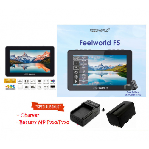 FeelWorld Monitor F5 5.0 Full HD HDMI On-Camera Monitor 4K